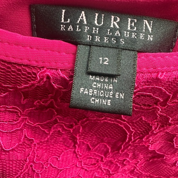 Lauren Ralph Lauren Pink Lace Sheath Dress, Size 12 | Wedding Guest Short Sleeve - Picture 3 of 3